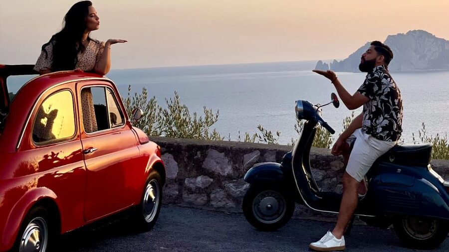 Sorrento Coast Couples Photo Tour by Vintage Fiat 500 - Sorrento to Piazzale Murat: the “Capri in one frame” moment